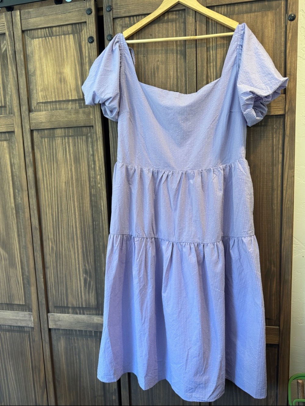 Chic Soul Lilac Puff-Sleeve Tiered Casual Dress